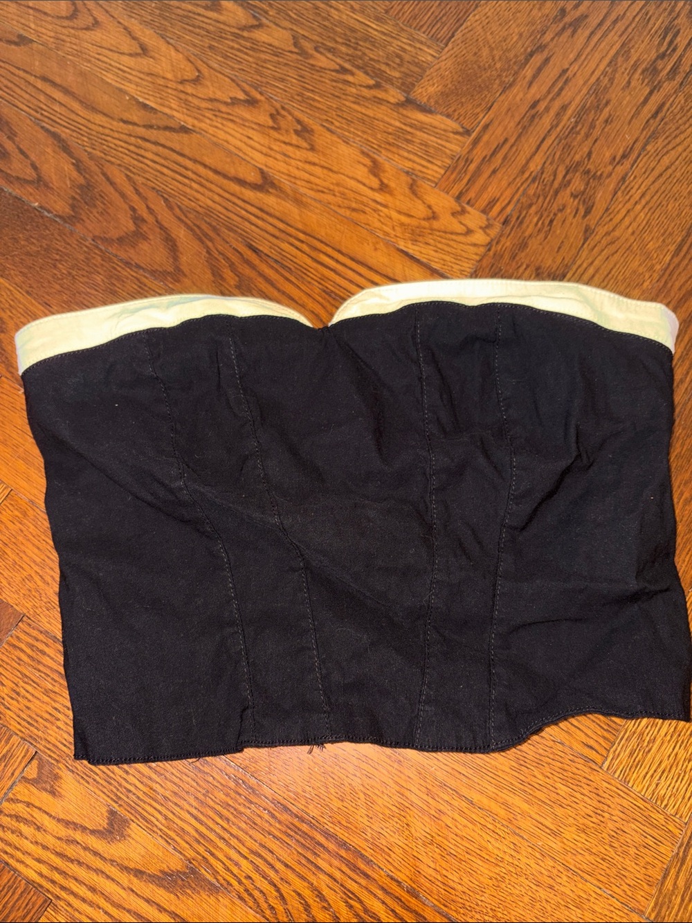 Anthropologie Black Strapless Bustier with Cream Trim